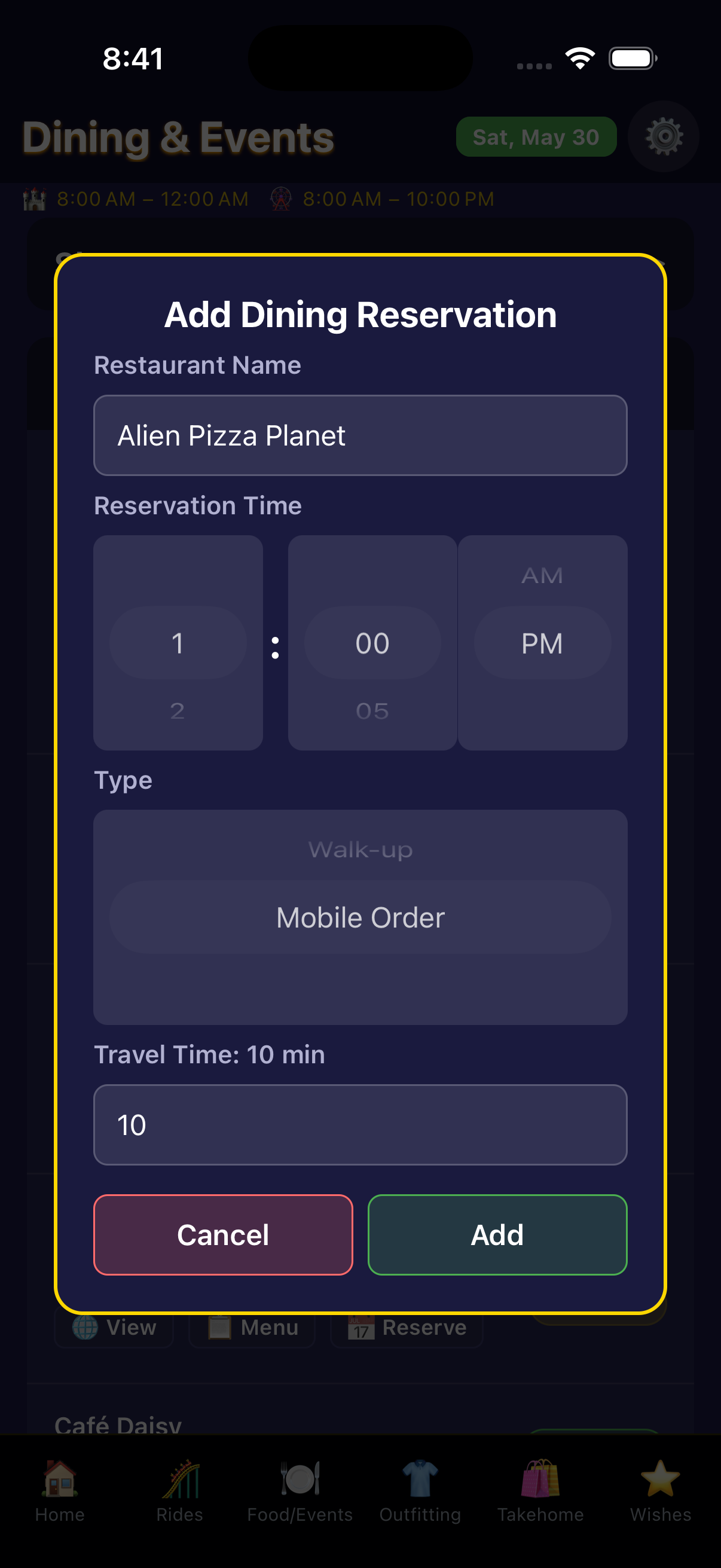Mobile Dining — Walk-Up Log