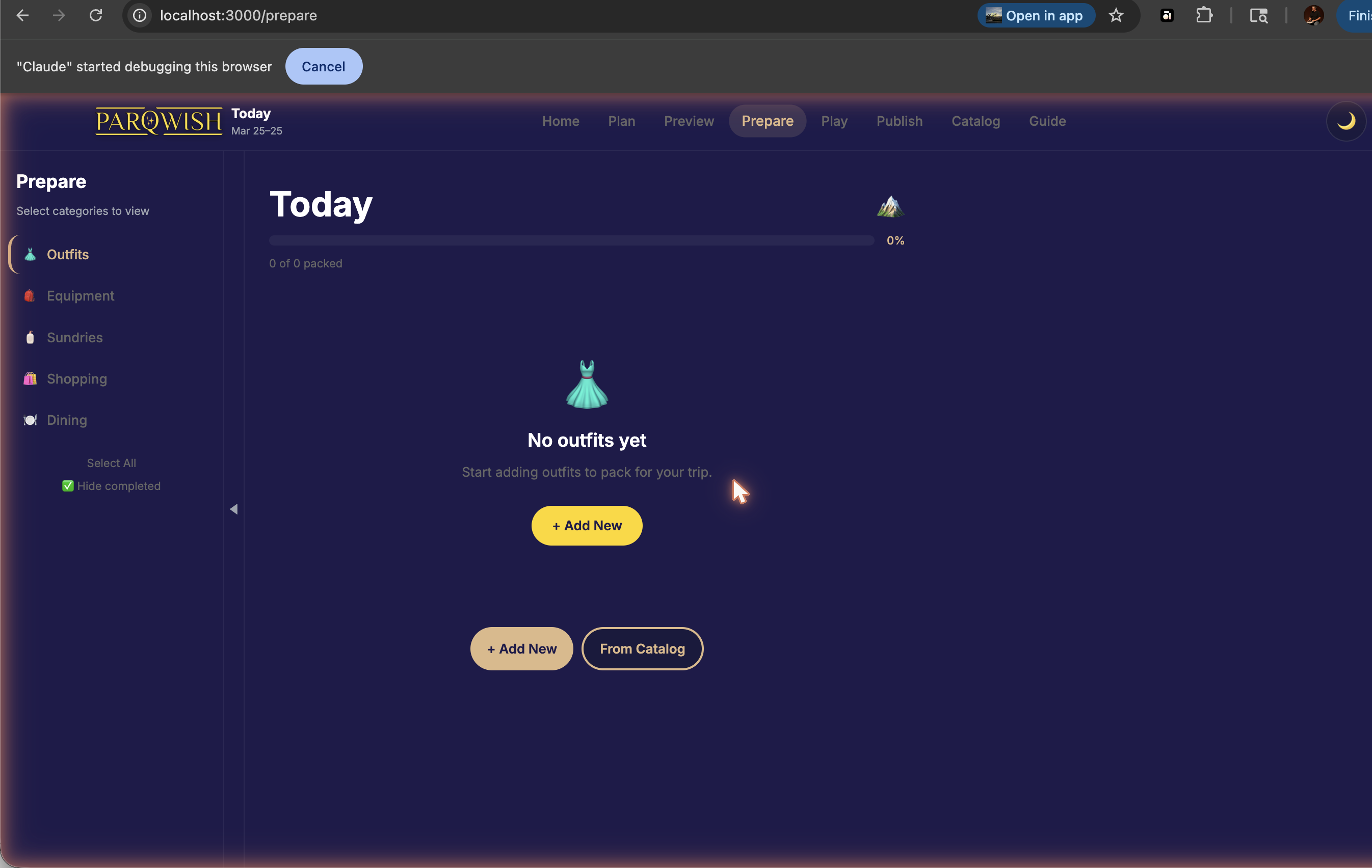 PWA Prepare — Packing List