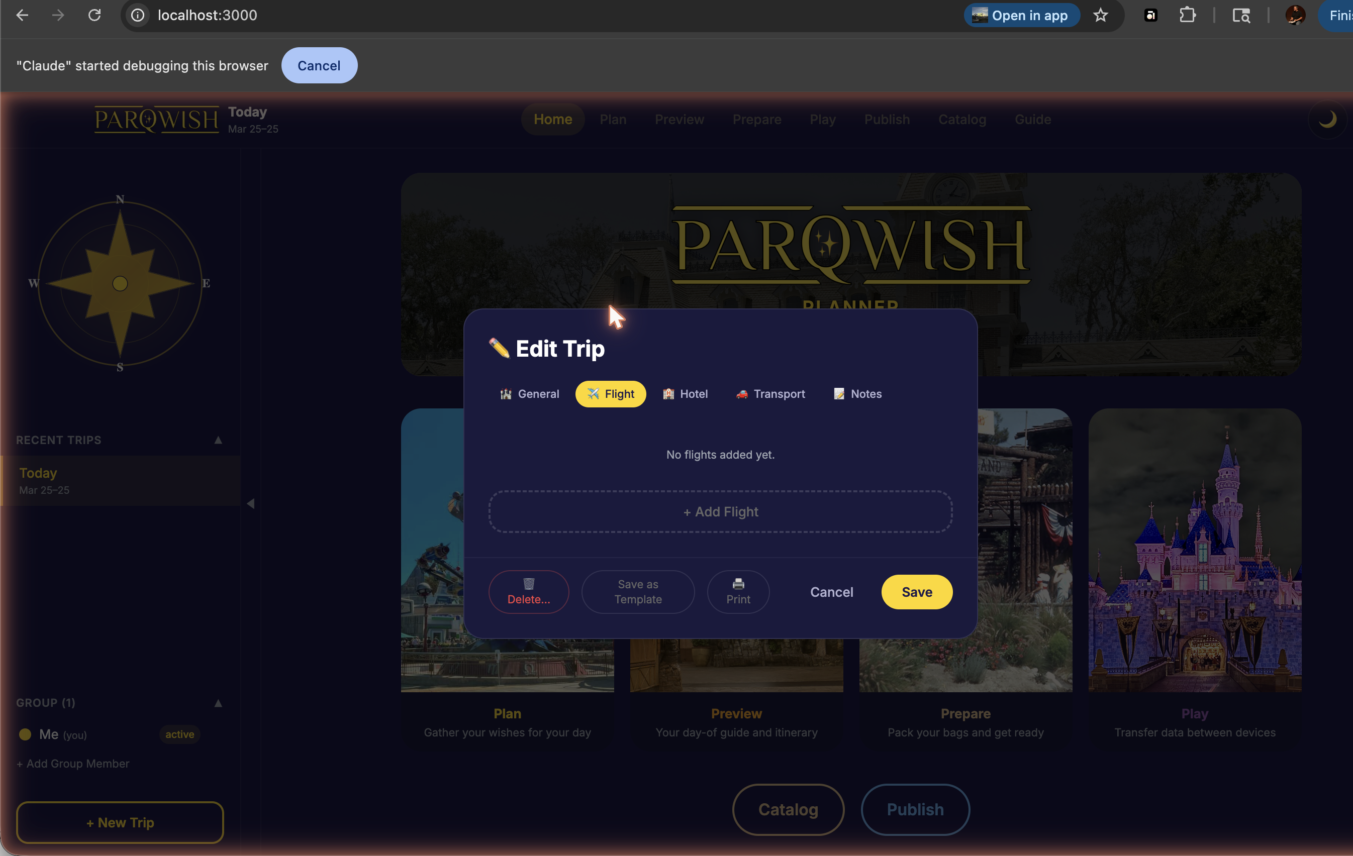 PWA Trip Editor — Travel Details